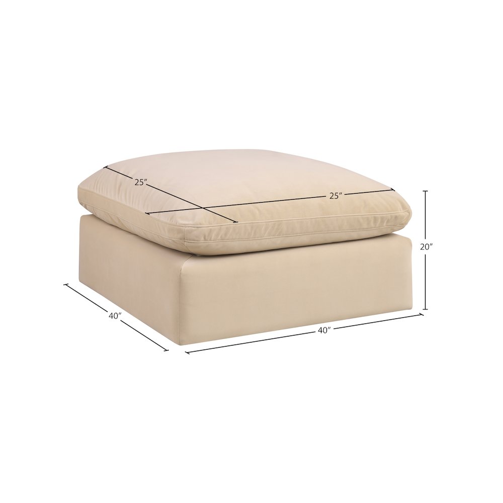 Comfy Beige Velvet Modular Ottoman