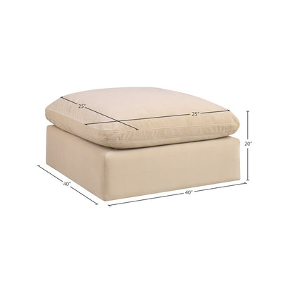 Comfy Beige Velvet Modular Ottoman