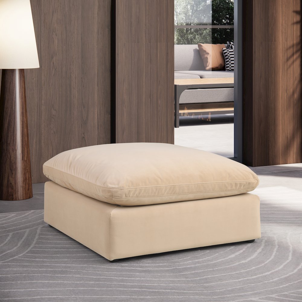Comfy Beige Velvet Modular Ottoman