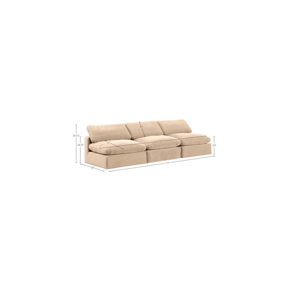 Comfy Beige Velvet Modular Sofa