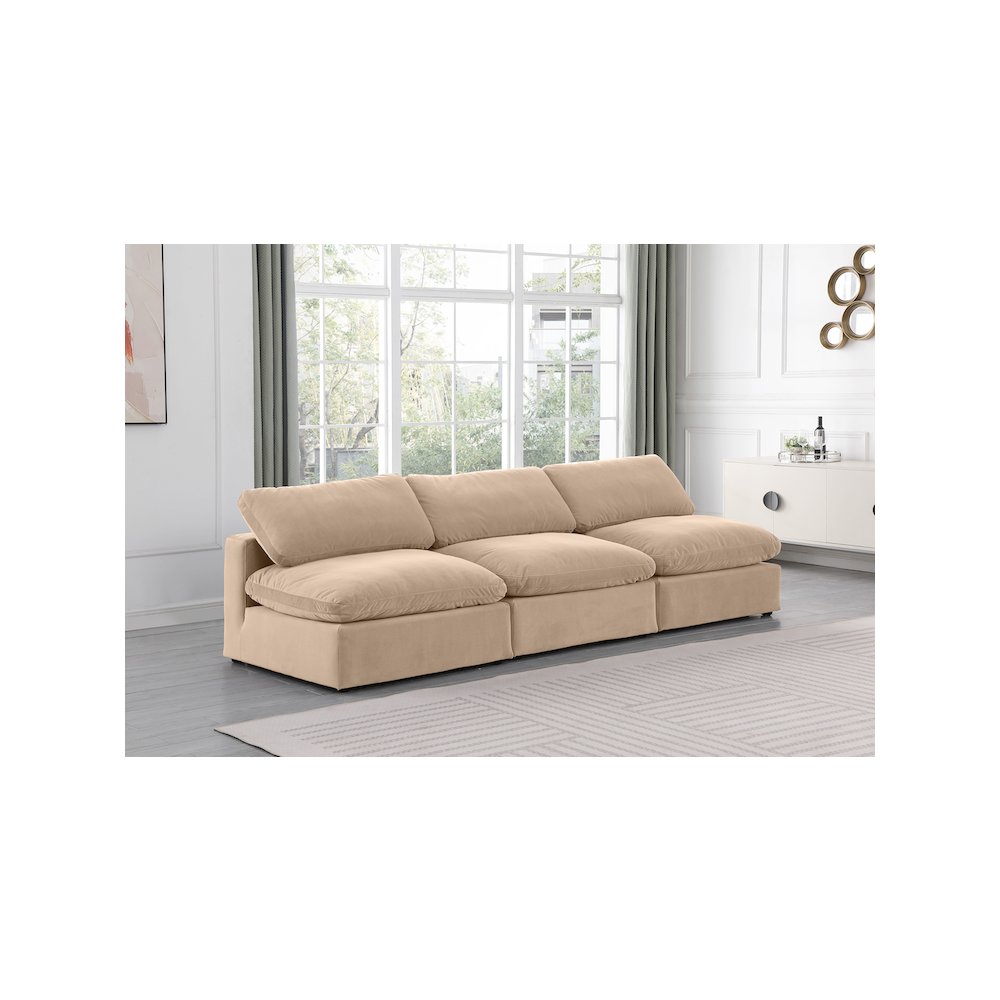 Comfy Beige Velvet Modular Sofa