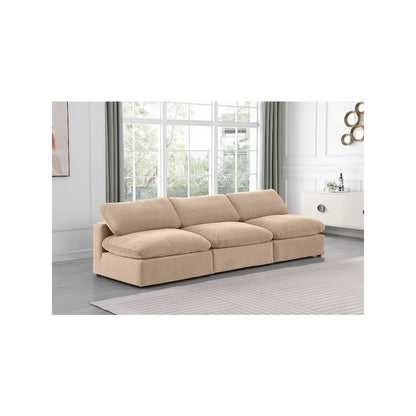 Comfy Beige Velvet Modular Sofa