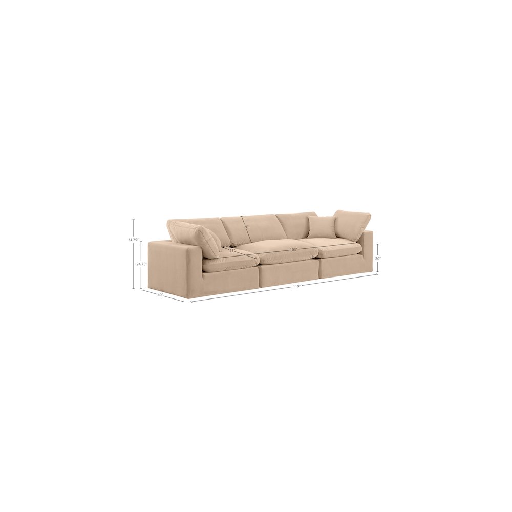 Comfy Beige Velvet Modular Sofa