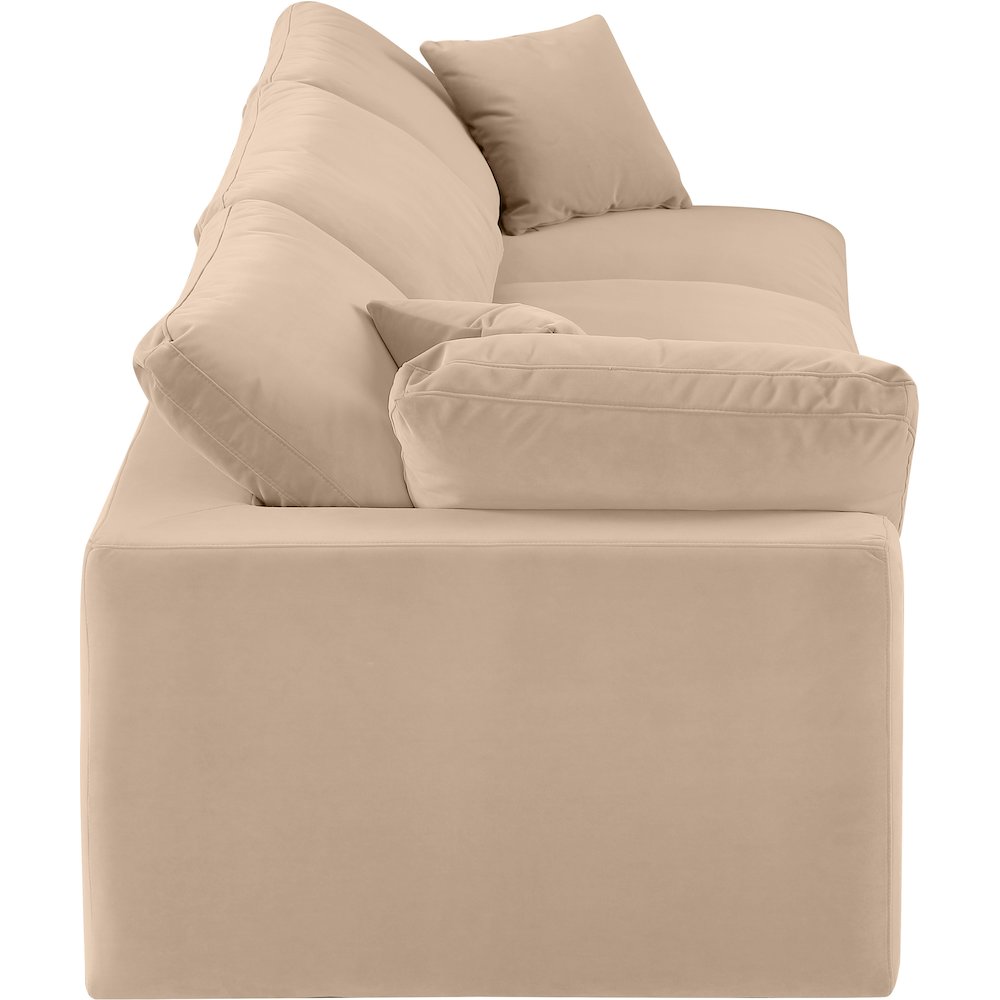 Comfy Beige Velvet Modular Sofa