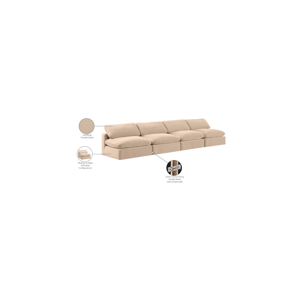 Comfy Beige Velvet Modular Sofa