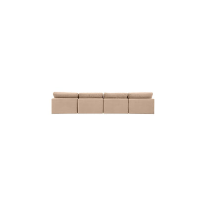 Comfy Beige Velvet Modular Sofa
