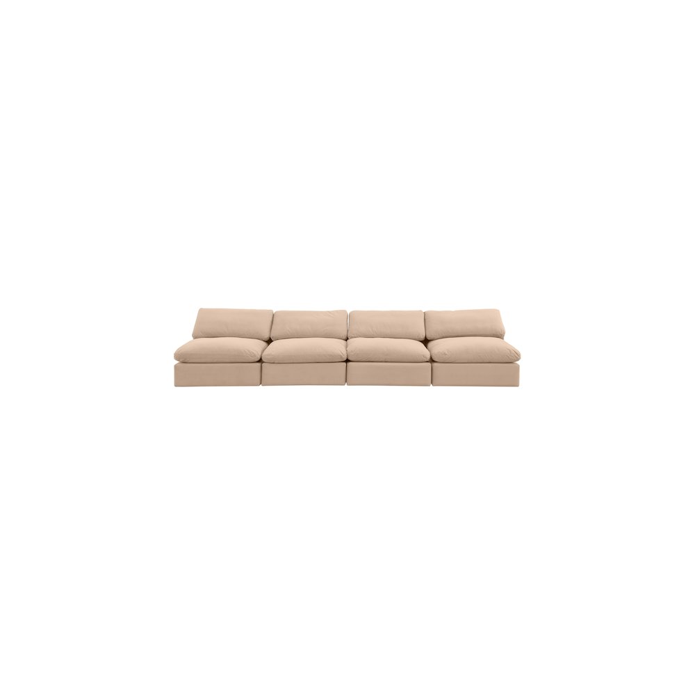 Comfy Beige Velvet Modular Sofa