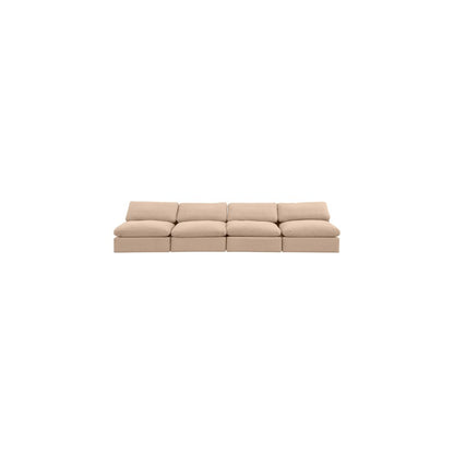 Comfy Beige Velvet Modular Sofa