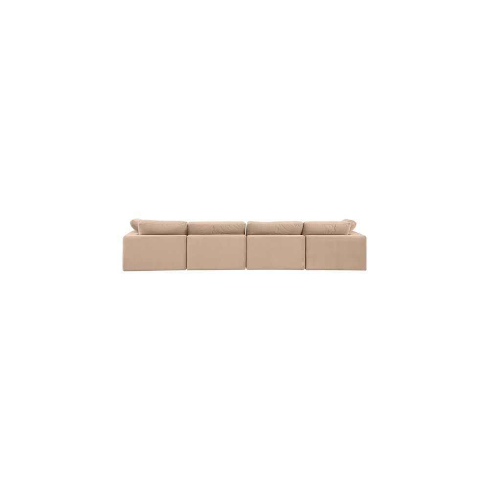 Comfy Beige Velvet Modular Sofa