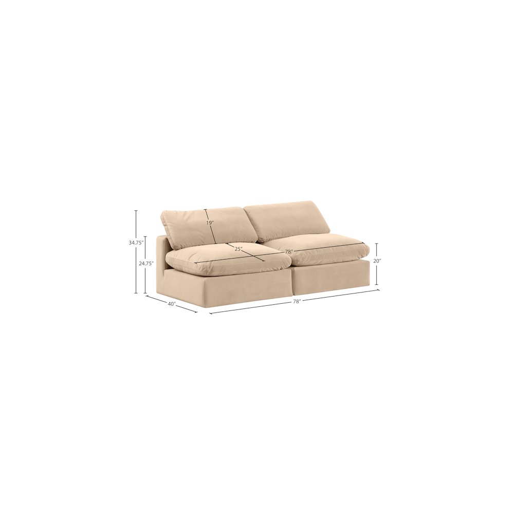 Comfy Beige Velvet Modular Sofa