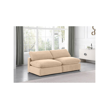 Comfy Beige Velvet Modular Sofa
