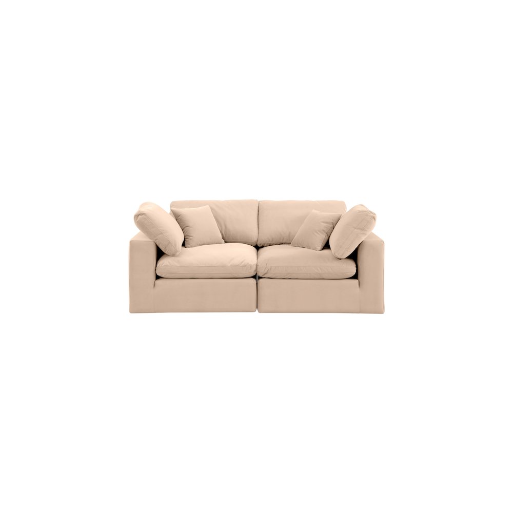 Comfy Beige Velvet Modular Sofa