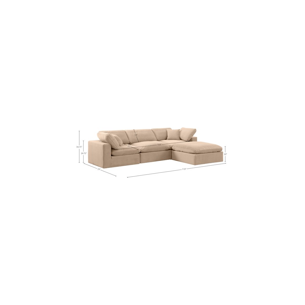 Comfy Beige Velvet Modular Sectional