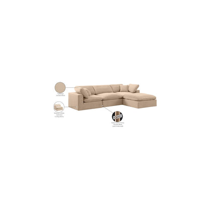 Comfy Beige Velvet Modular Sectional