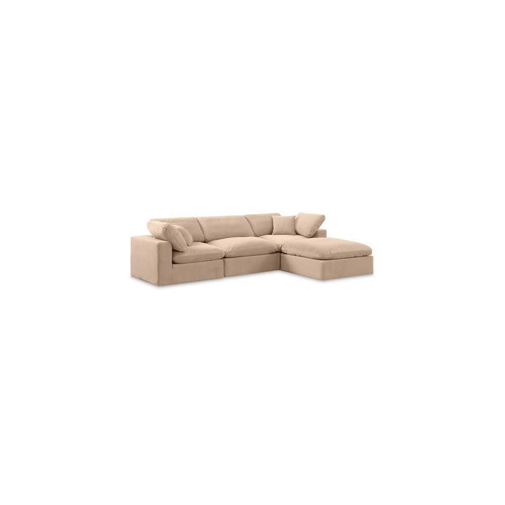 Comfy Beige Velvet Modular Sectional
