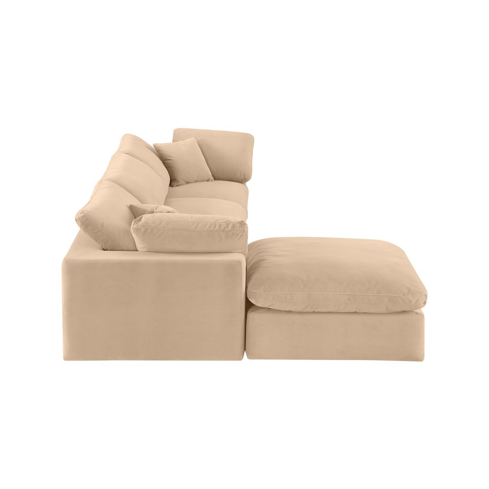 Comfy Beige Velvet Modular Sectional