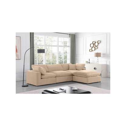 Comfy Beige Velvet Modular Sectional