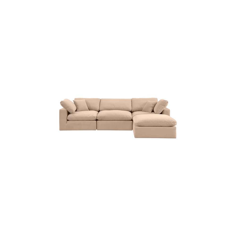 Comfy Beige Velvet Modular Sectional