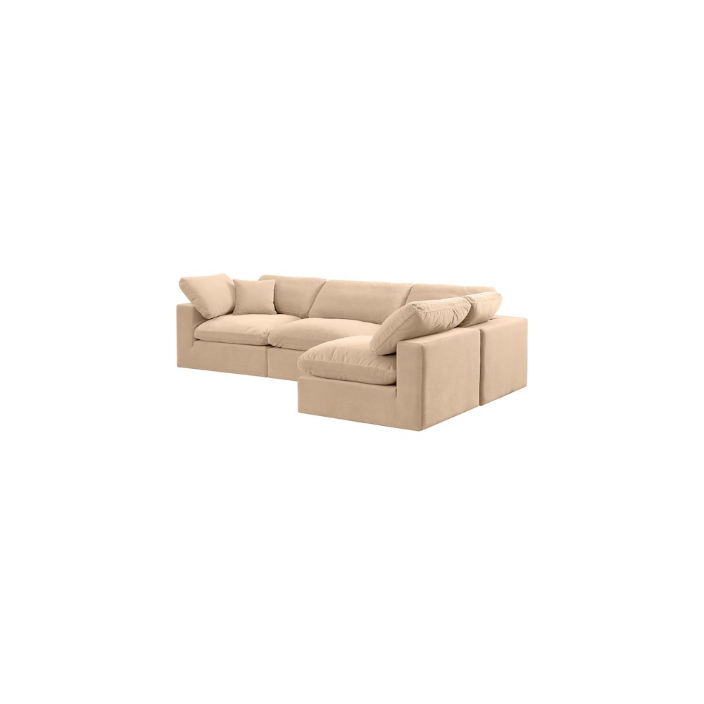 Comfy Beige Velvet Modular Sectional