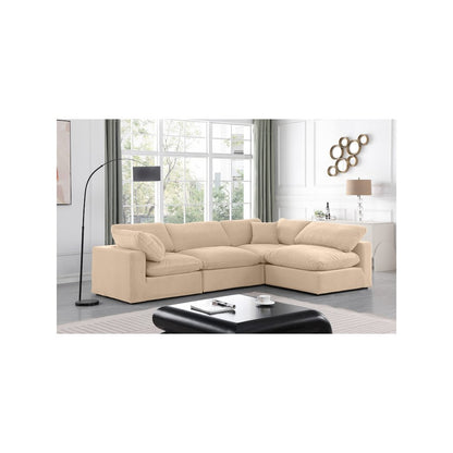 Comfy Beige Velvet Modular Sectional
