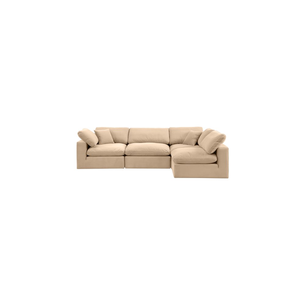 Comfy Beige Velvet Modular Sectional