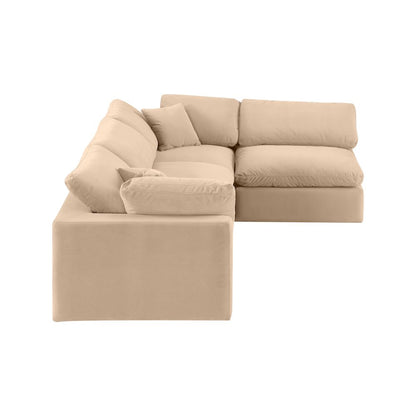 Comfy Beige Velvet Modular Sectional