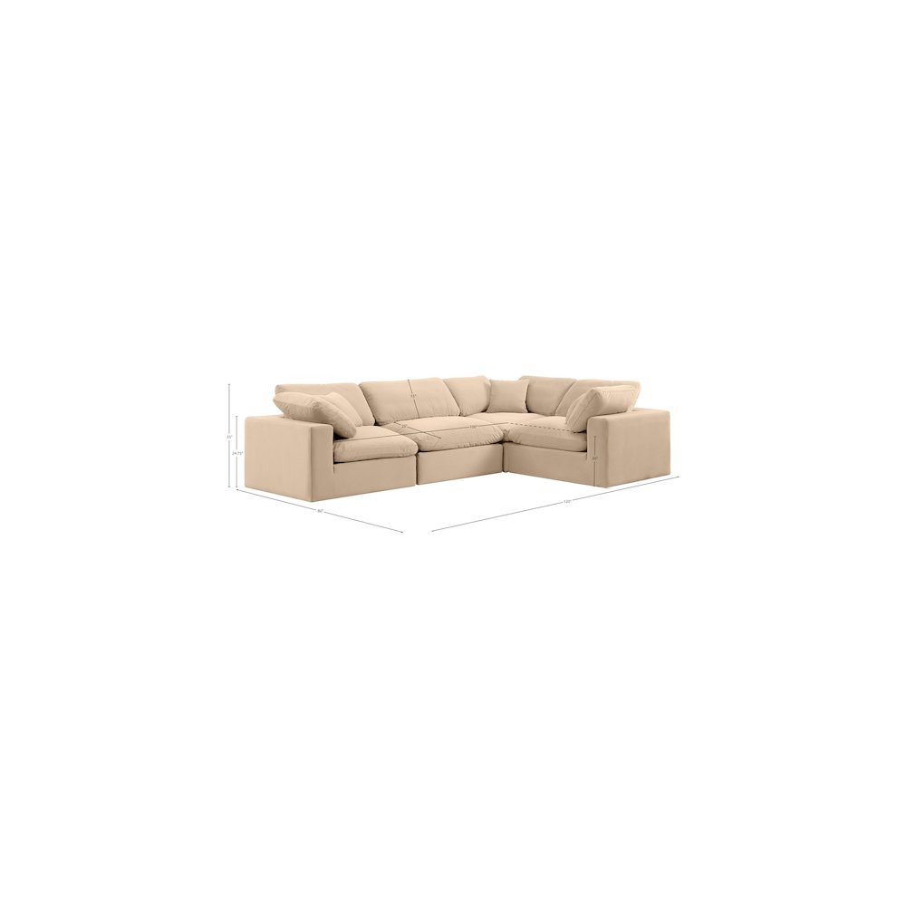 Comfy Beige Velvet Modular Sectional