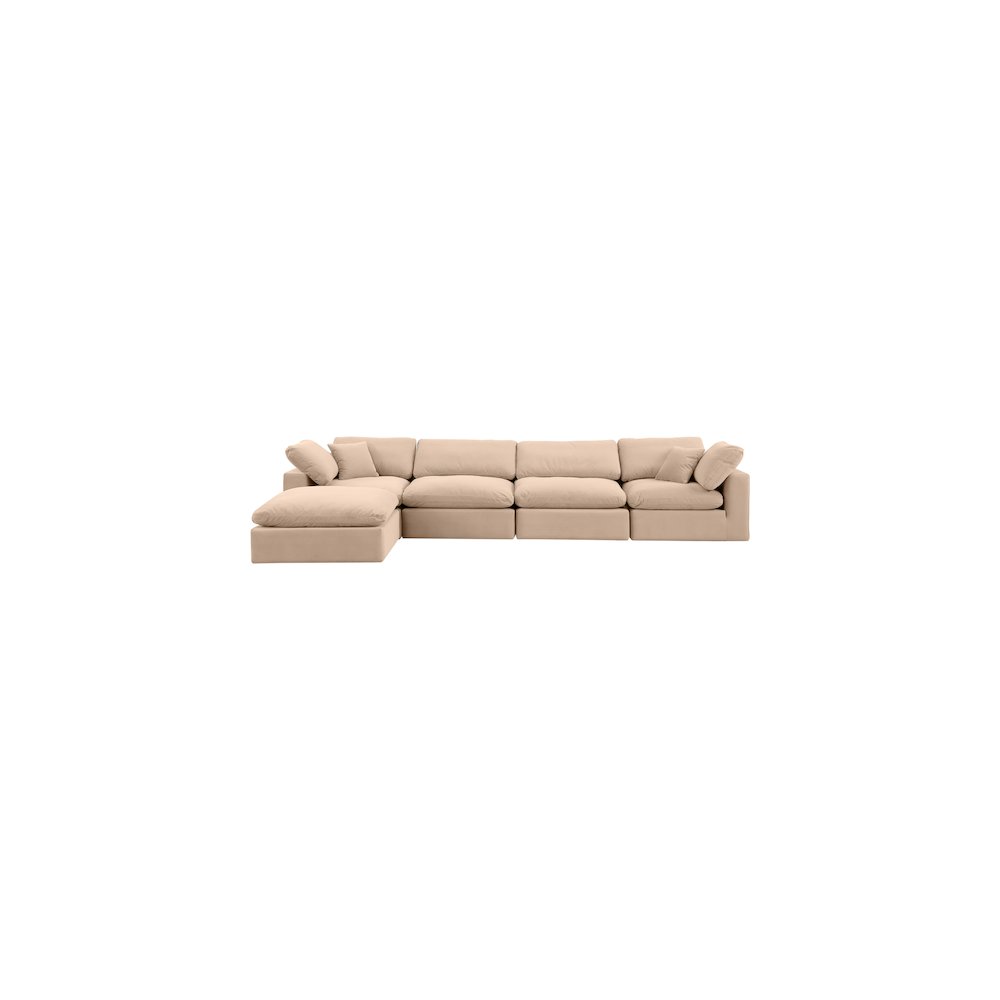 Comfy Beige Velvet Modular Sectional