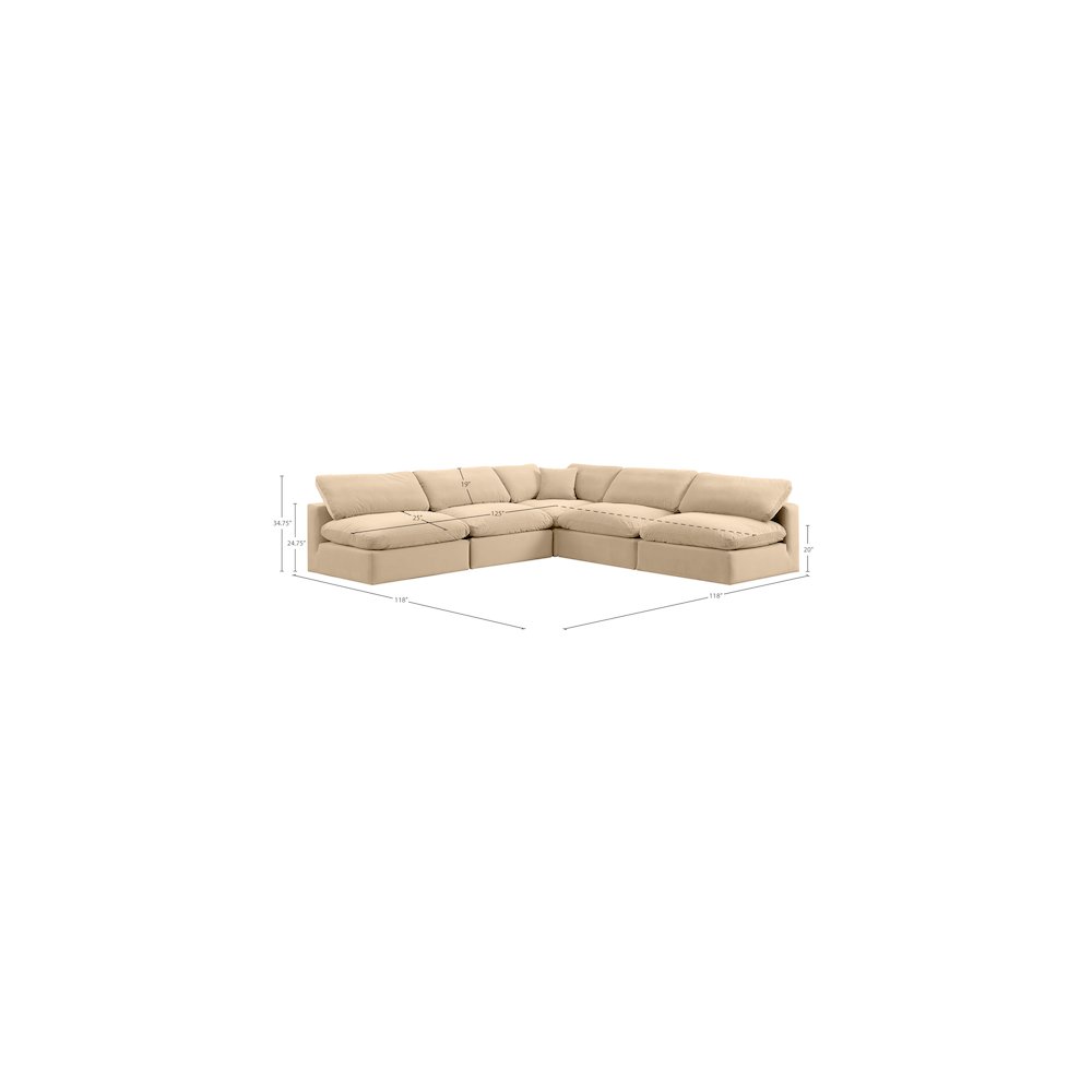 Comfy Beige Velvet Modular Sectional