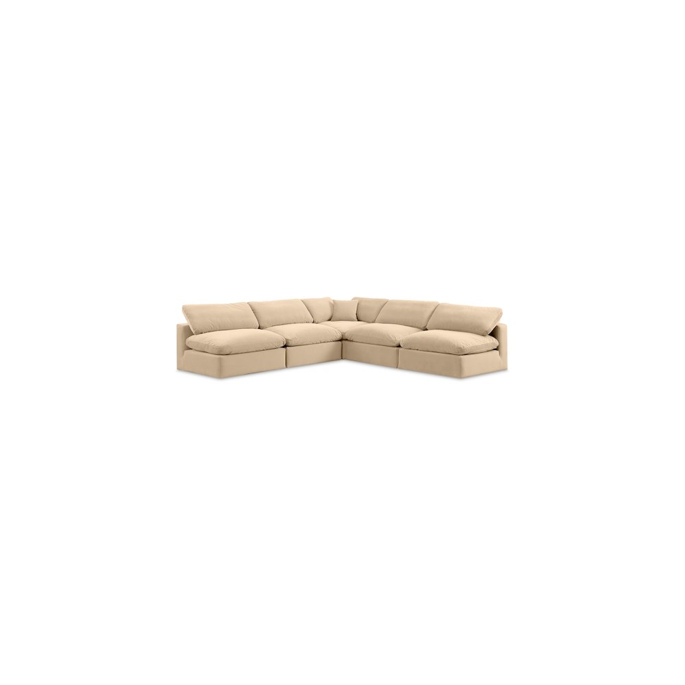 Comfy Beige Velvet Modular Sectional