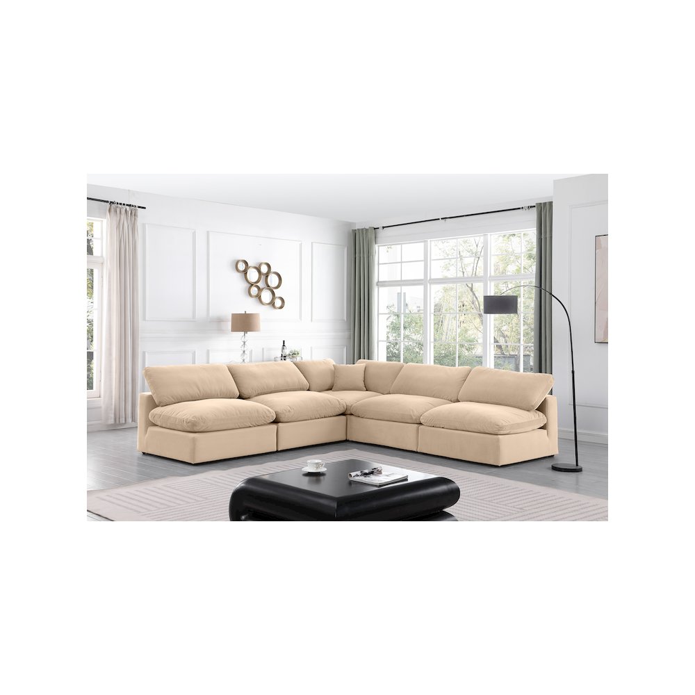 Comfy Beige Velvet Modular Sectional