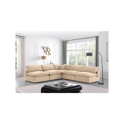 Comfy Beige Velvet Modular Sectional