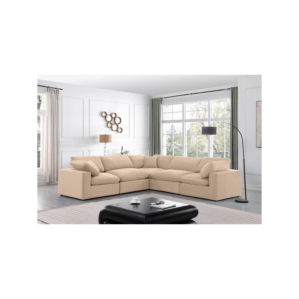 Comfy Beige Velvet Modular Sectional