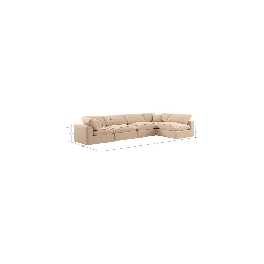 Comfy Beige Velvet Modular Sectional