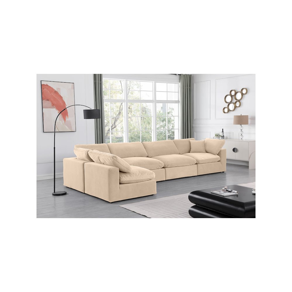 Comfy Beige Velvet Modular Sectional