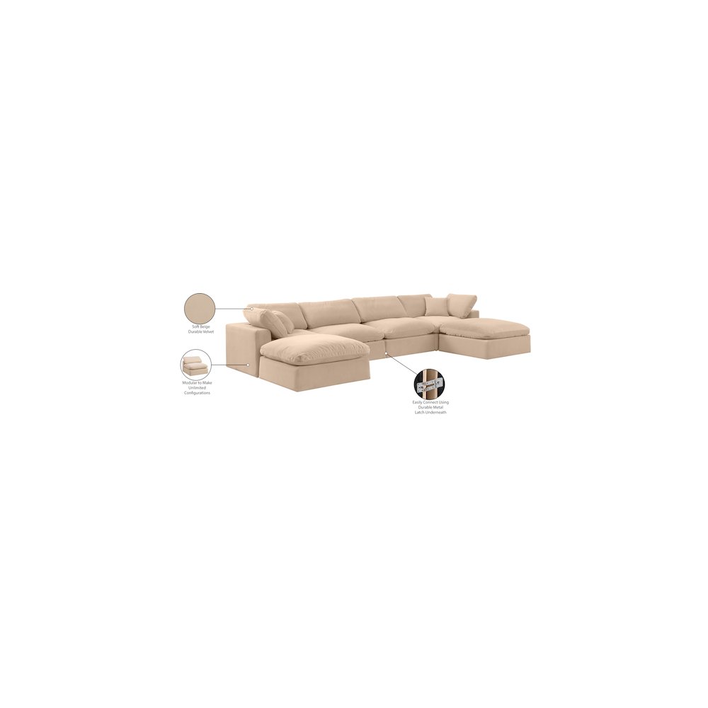Comfy Beige Velvet Modular Sectional