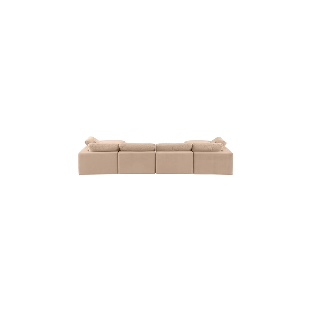 Comfy Beige Velvet Modular Sectional