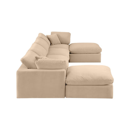 Comfy Beige Velvet Modular Sectional