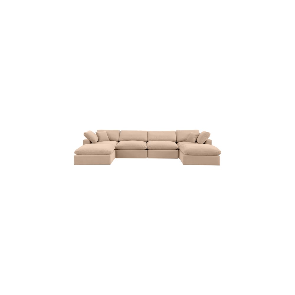 Comfy Beige Velvet Modular Sectional
