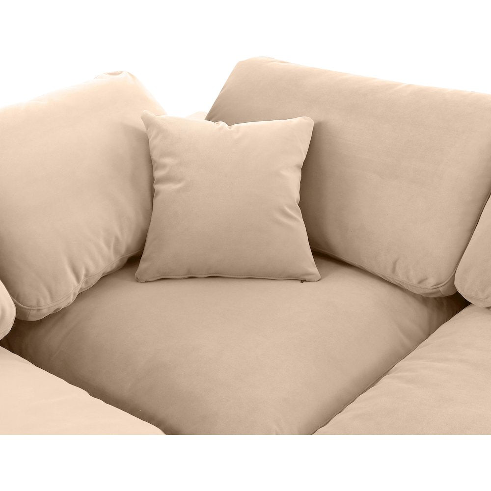 Comfy Beige Velvet Modular Sectional