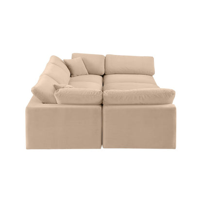 Comfy Beige Velvet Modular Sectional