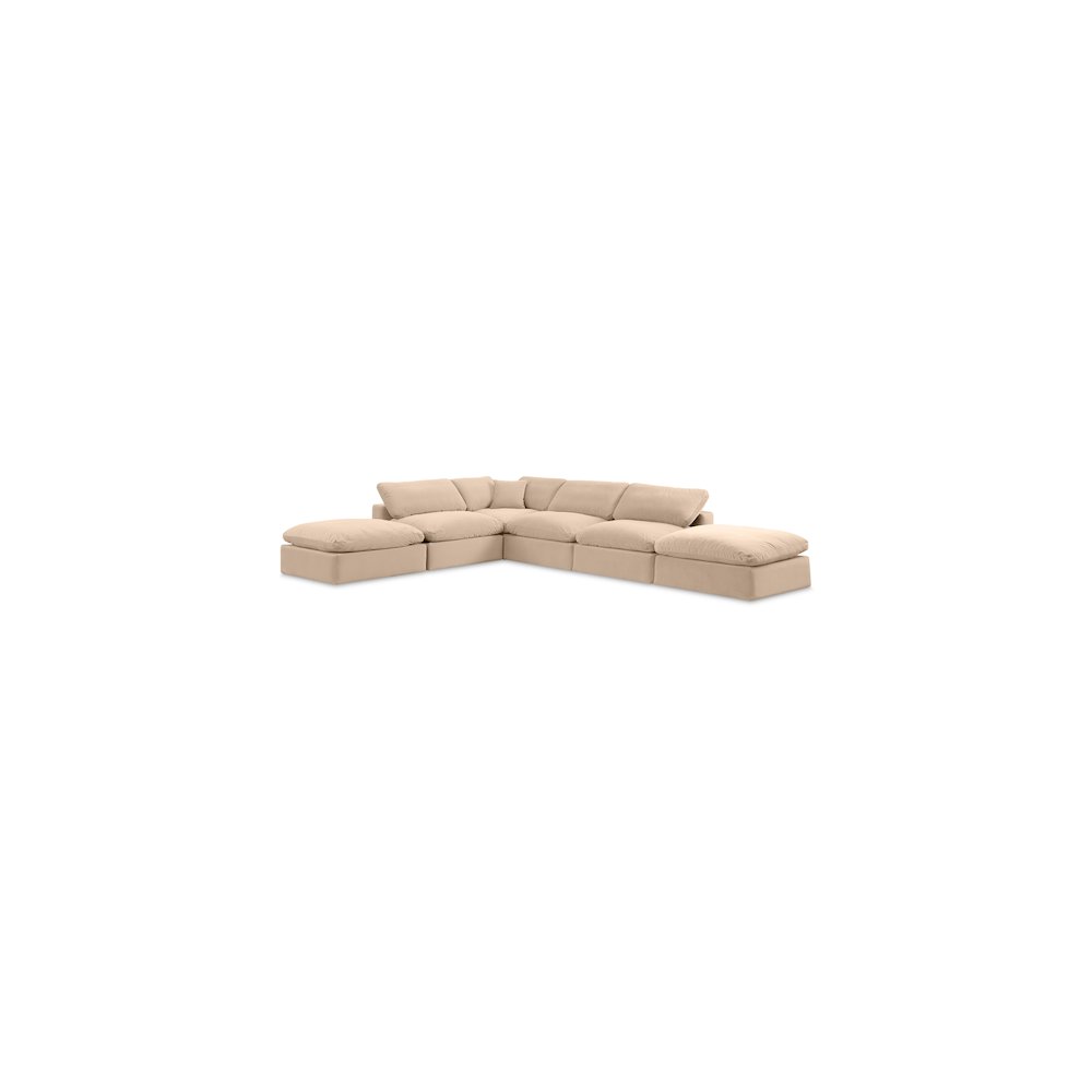 Comfy Beige Velvet Modular Sectional