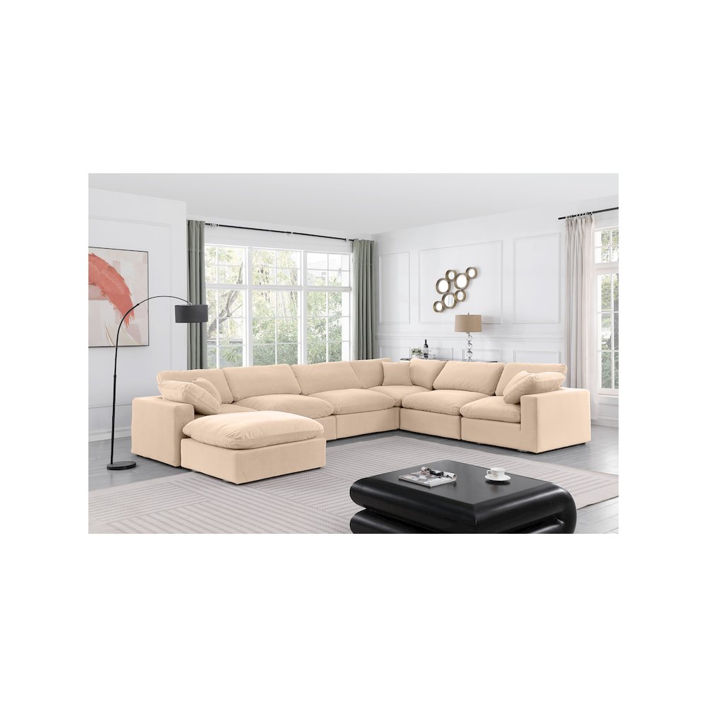 Comfy Beige Velvet Modular Sectional