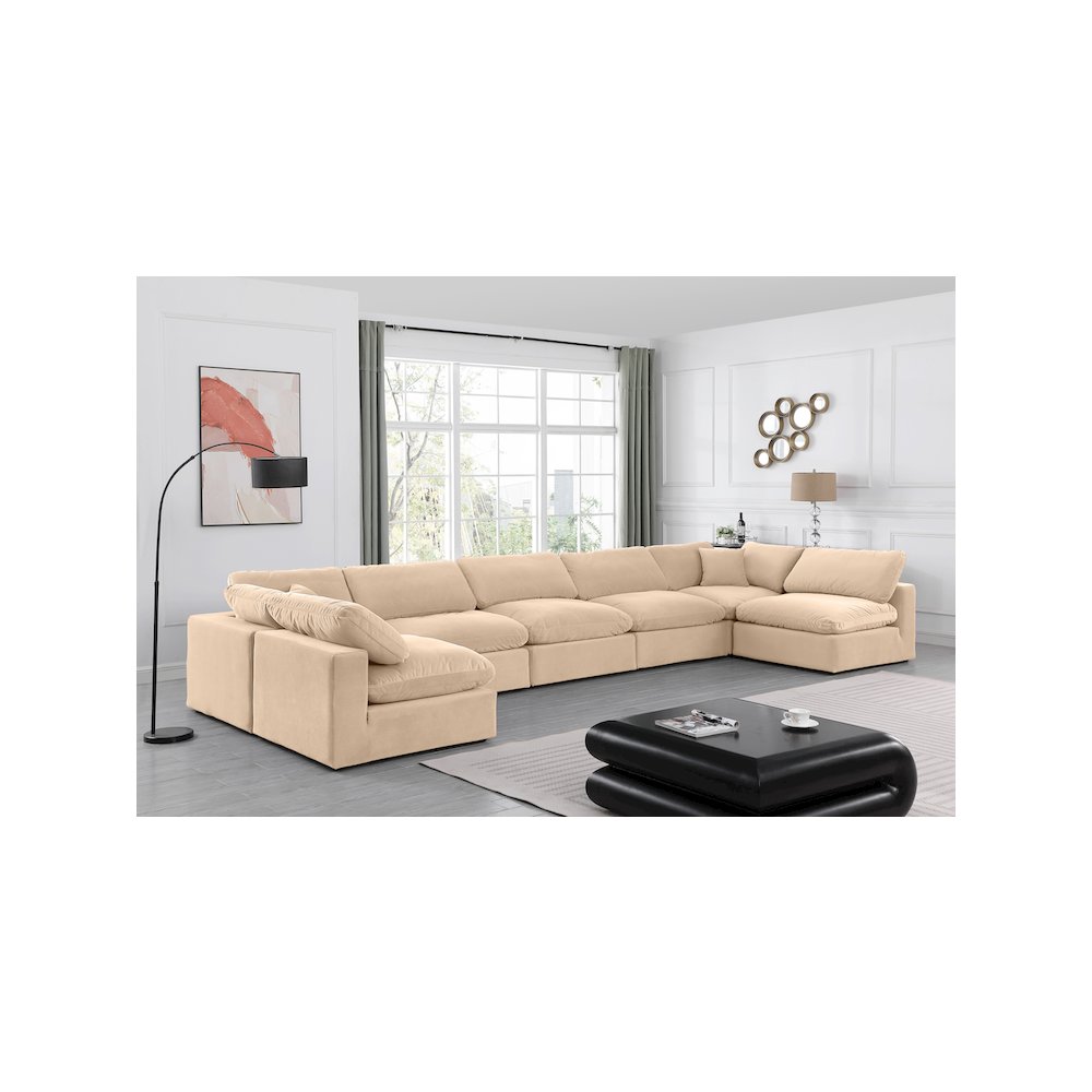 Comfy Beige Velvet Modular Sectional