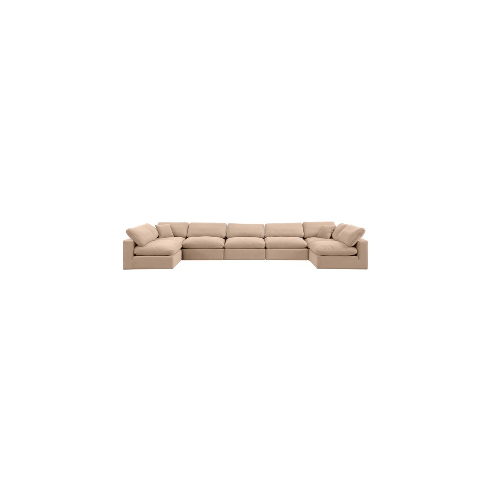 Comfy Beige Velvet Modular Sectional