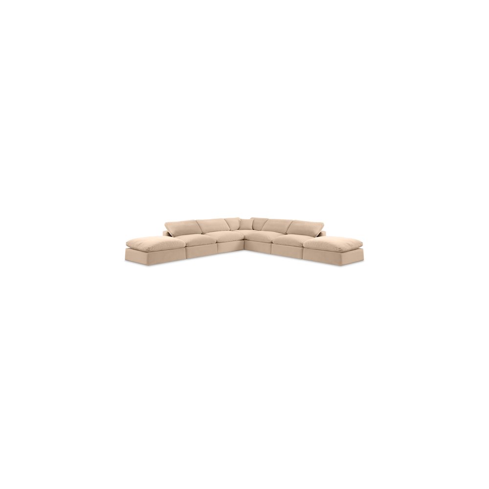 Comfy Beige Velvet Modular Sectional