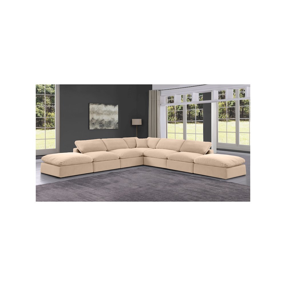 Comfy Beige Velvet Modular Sectional