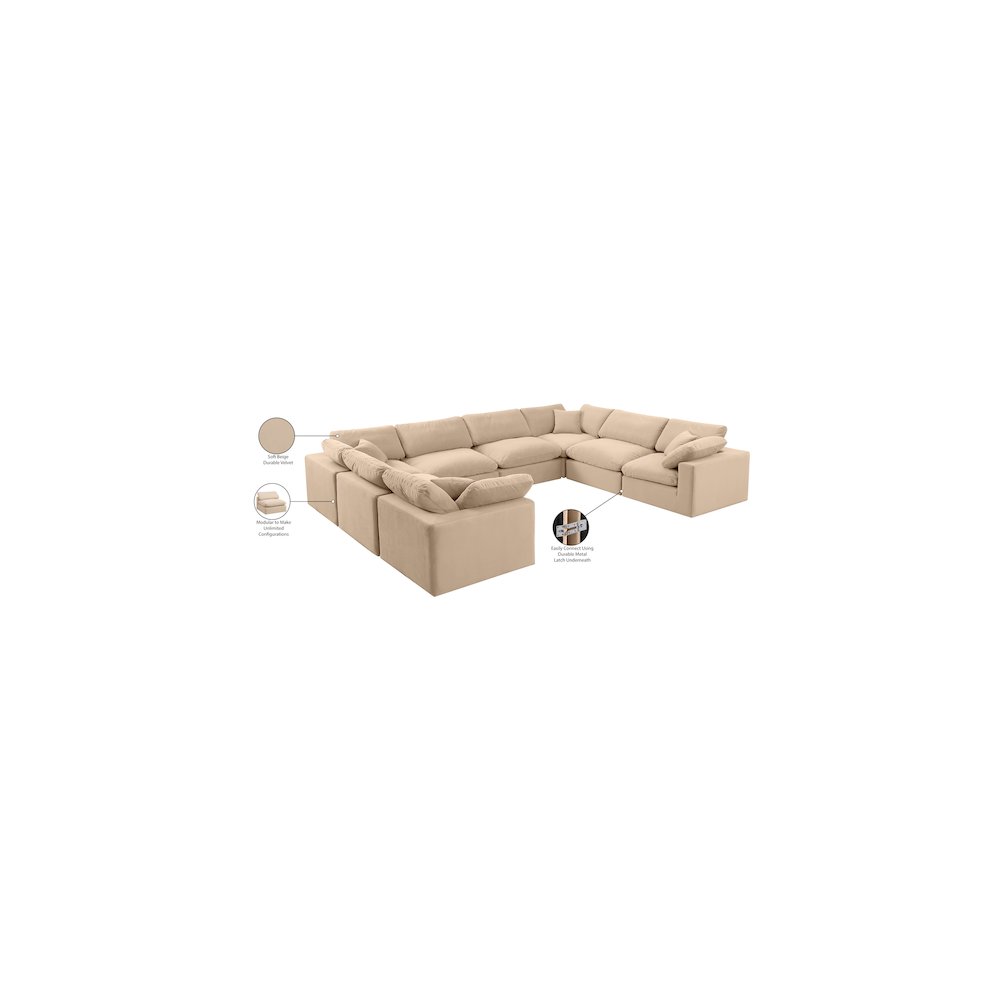Comfy Beige Velvet Modular Sectional