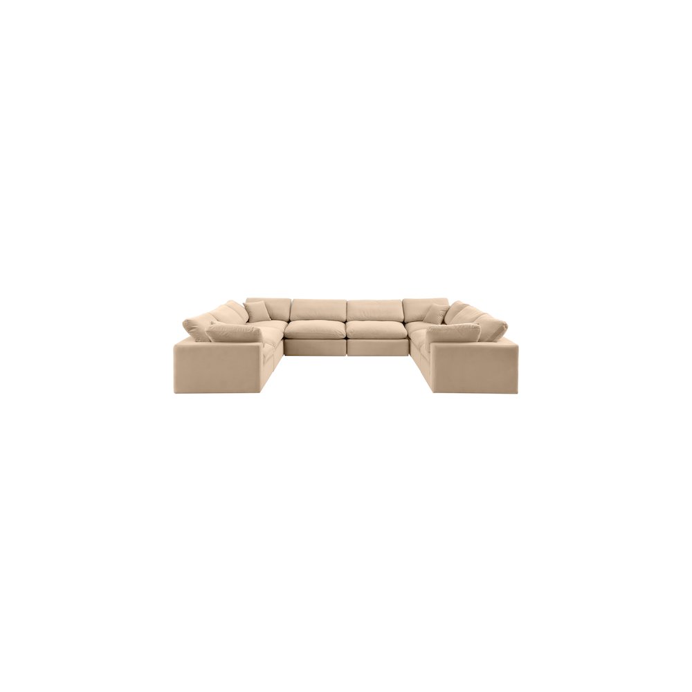 Comfy Beige Velvet Modular Sectional