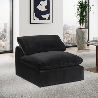 Comfy Black Velvet Modular Armless Chair